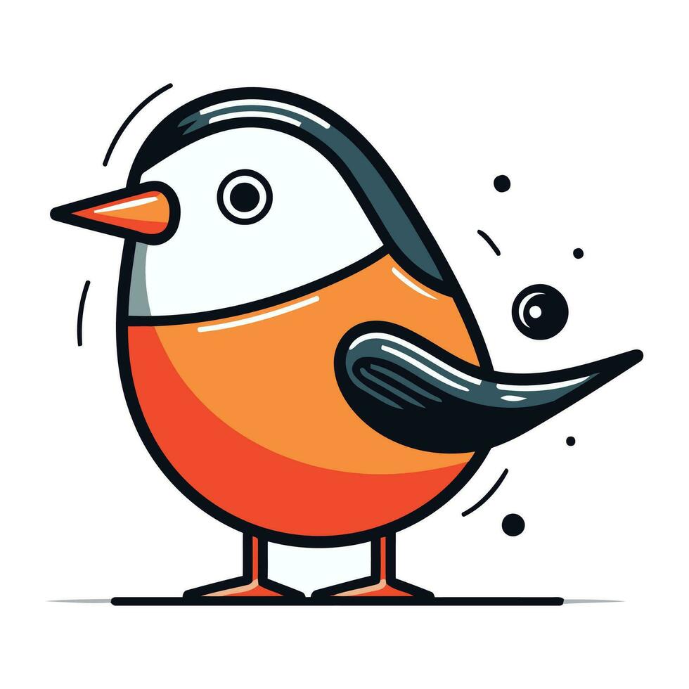 Cartoon vector illustration of cute little bird. Colorful flat design.