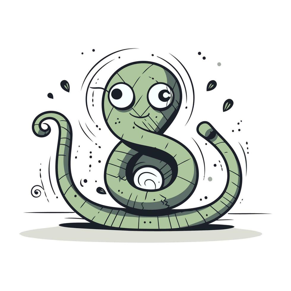 Cartoon snake. Vector illustration of a snake with eyes and mouth.
