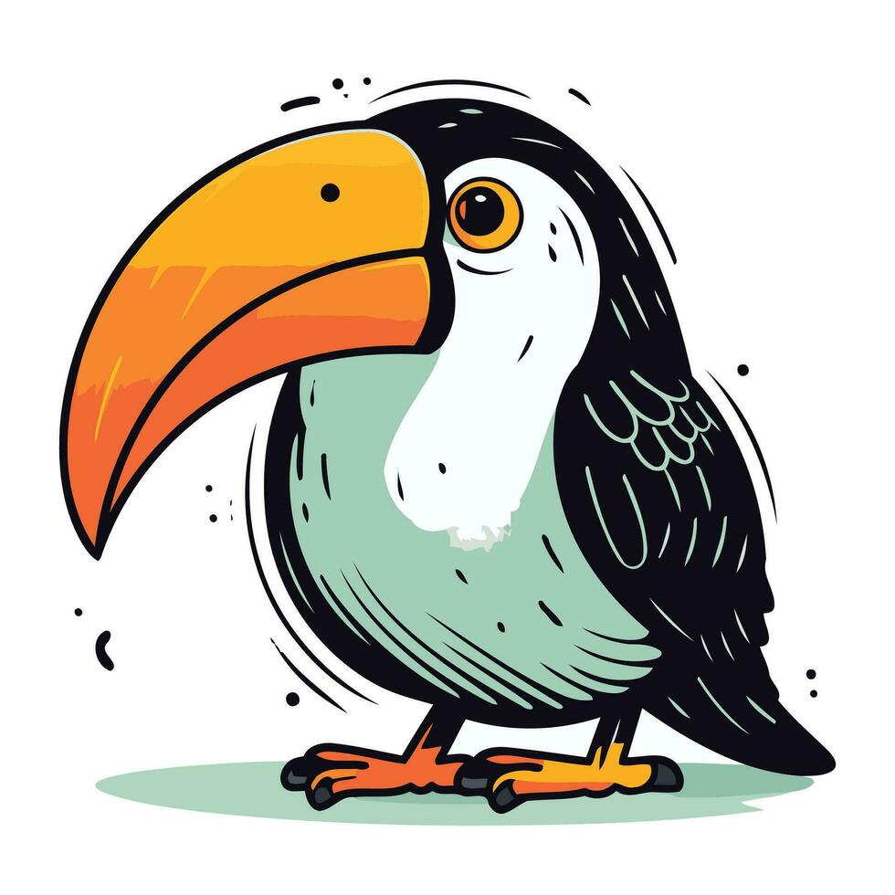 Cute hand drawn toucan. Vector illustration isolated on white background.