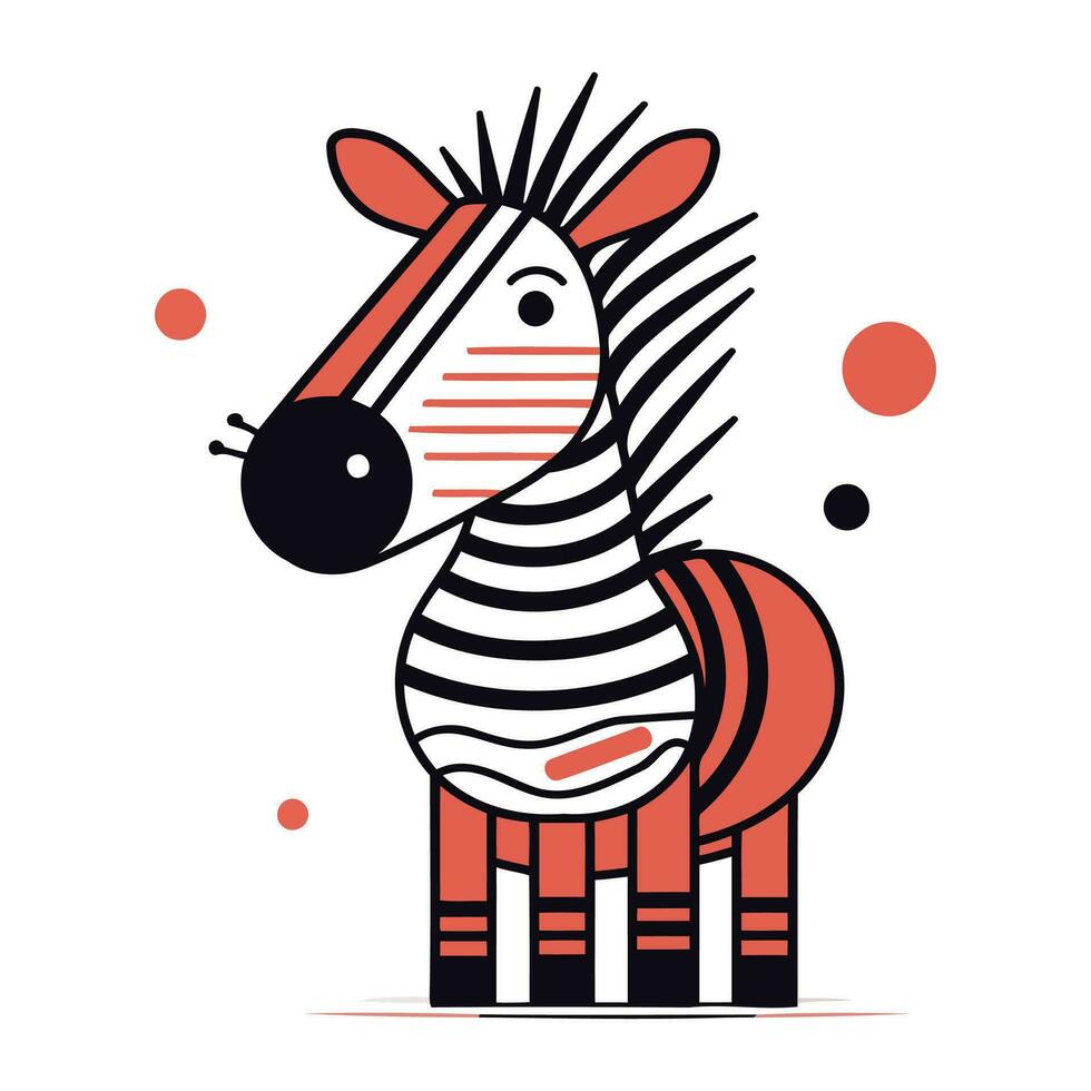 Zebra icon. Cute zebra cartoon character. Vector illustration.