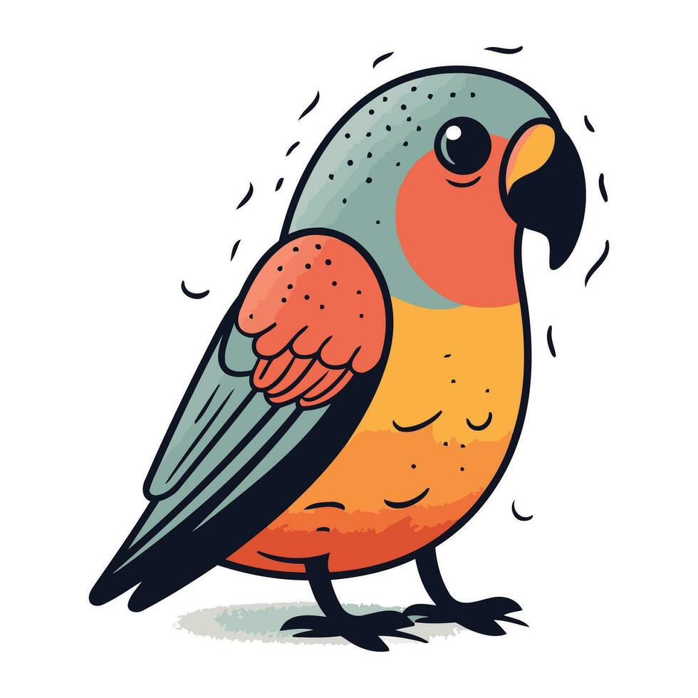 Cute parrot vector illustration. Hand drawn doodle bird.