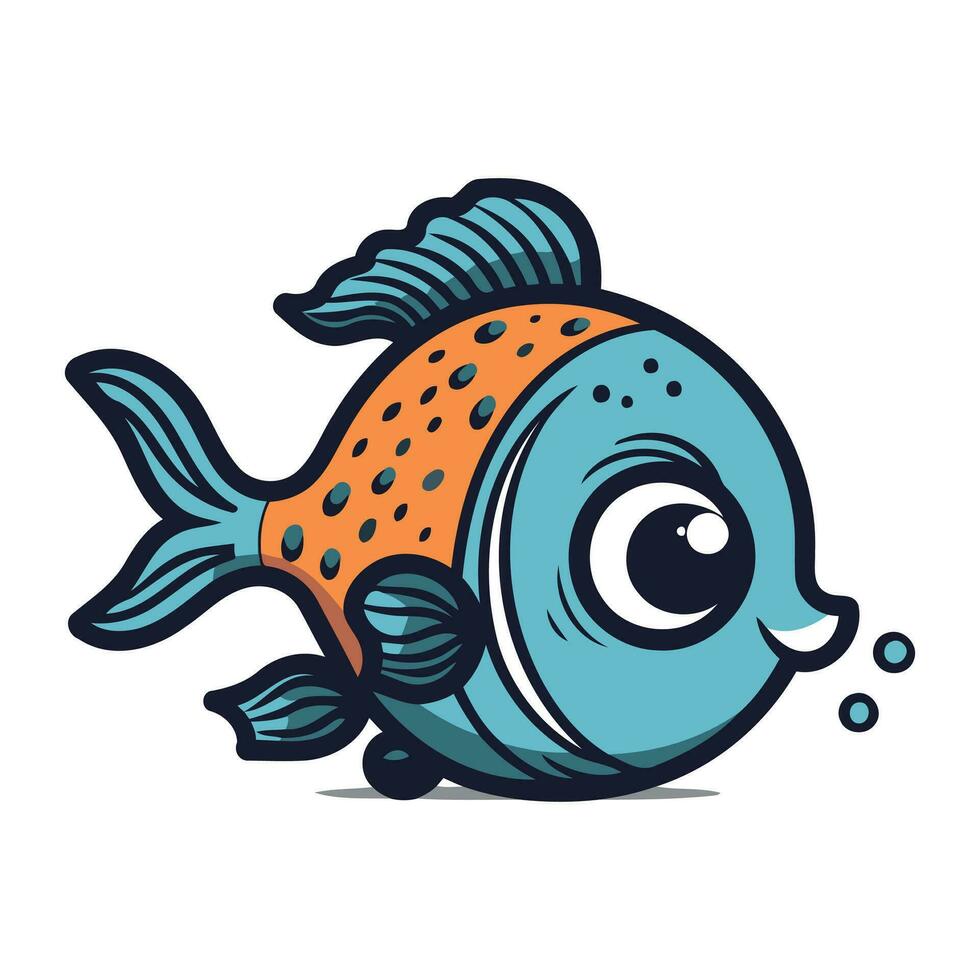 Cartoon fish. Vector illustration. Isolated on white background.