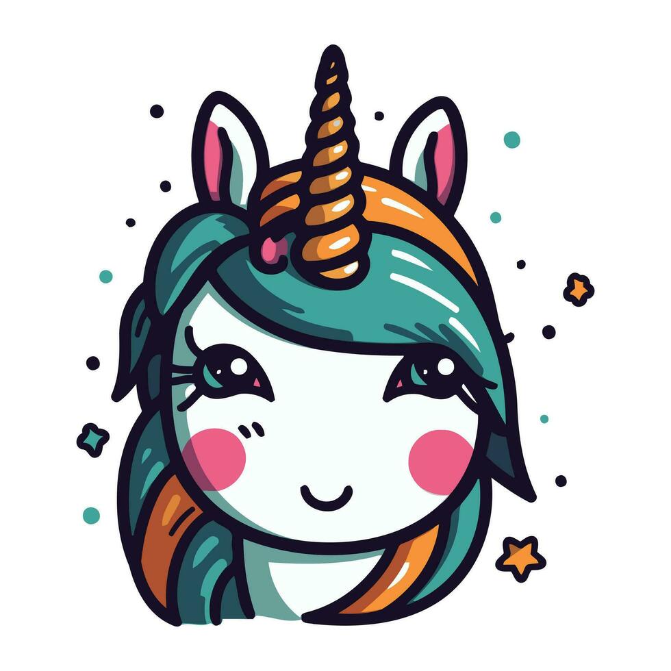 Cute unicorn vector illustration. Isolated on a white background.