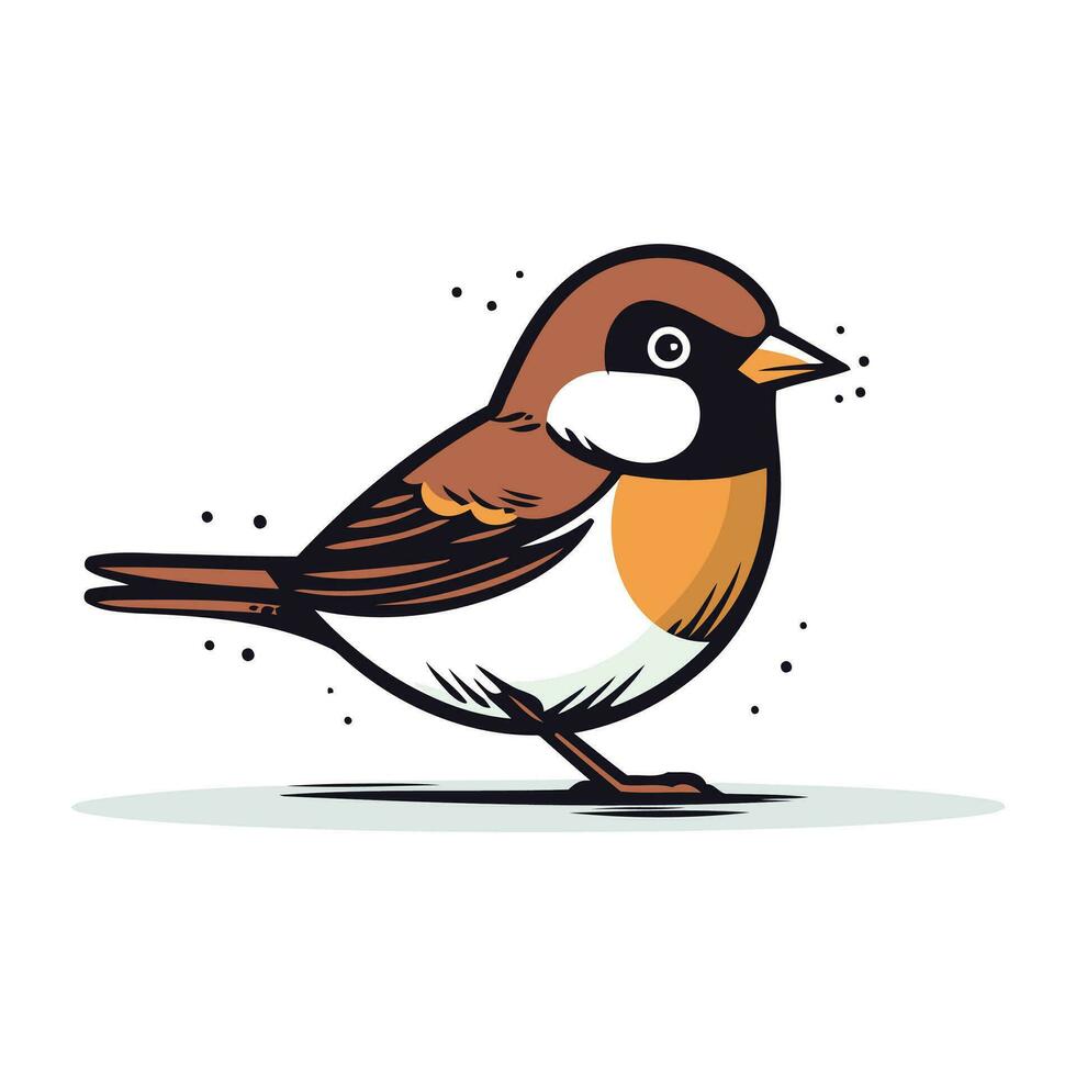 Vector illustration of a cute bullfinch on a white background.