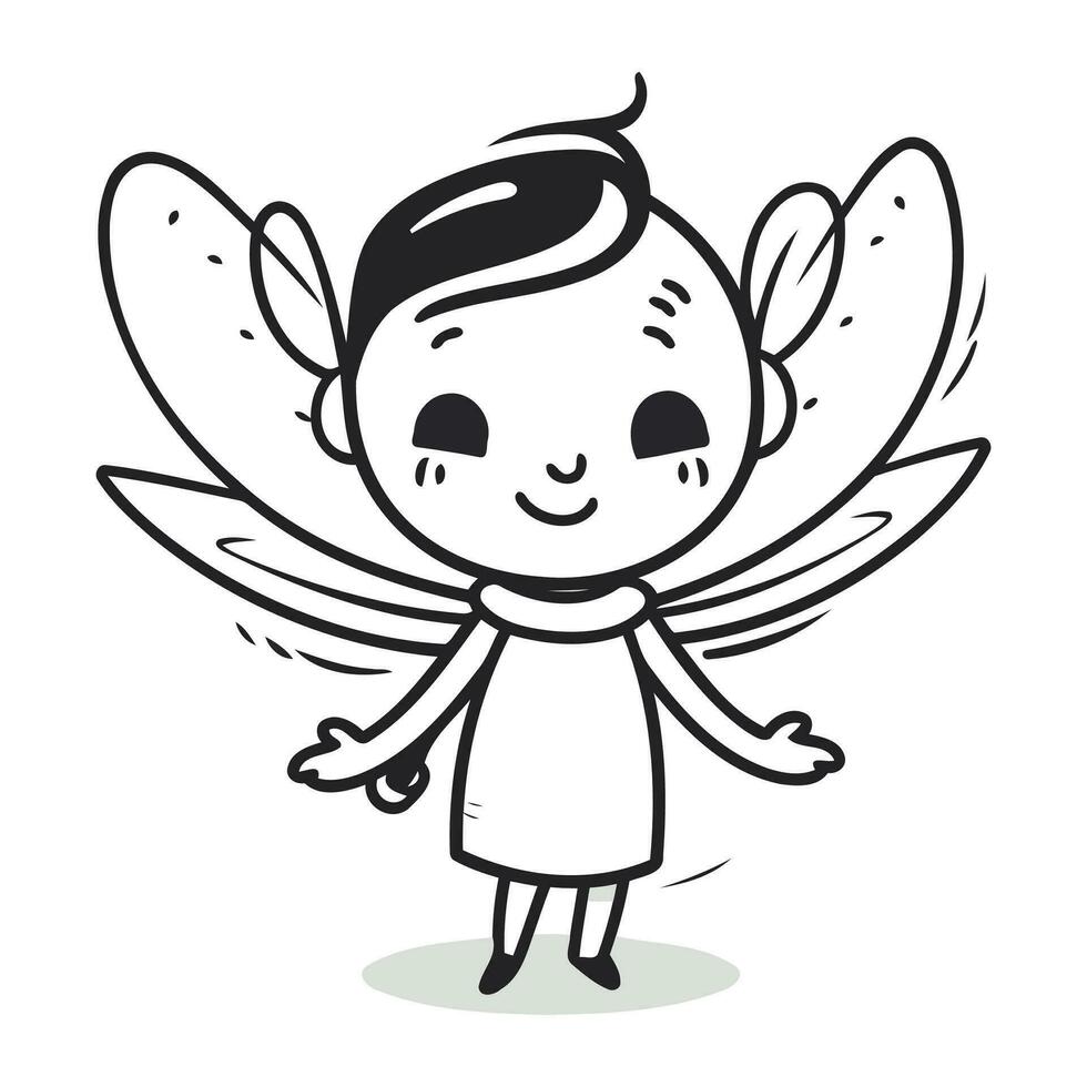 ángel dibujos animados vector ilustración de un linda ángel con alas