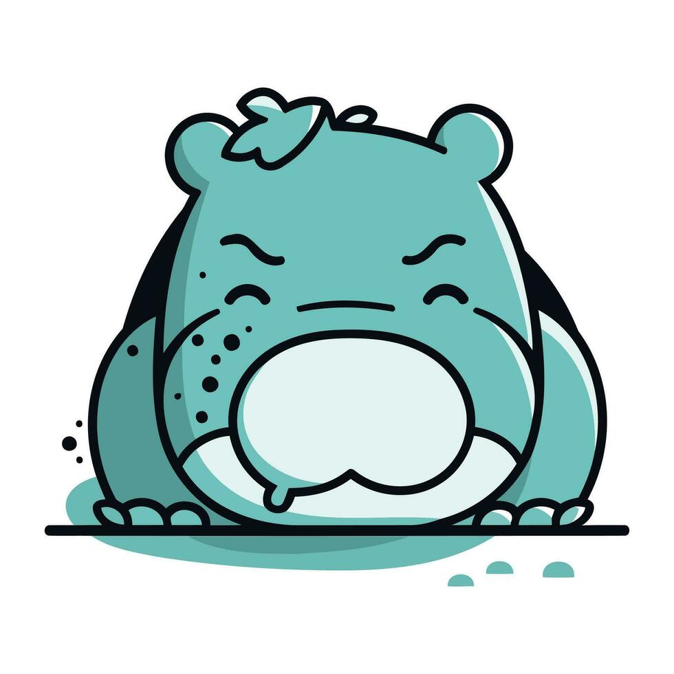 Cute hippo. Vector illustration of a cartoon hippopotamus.