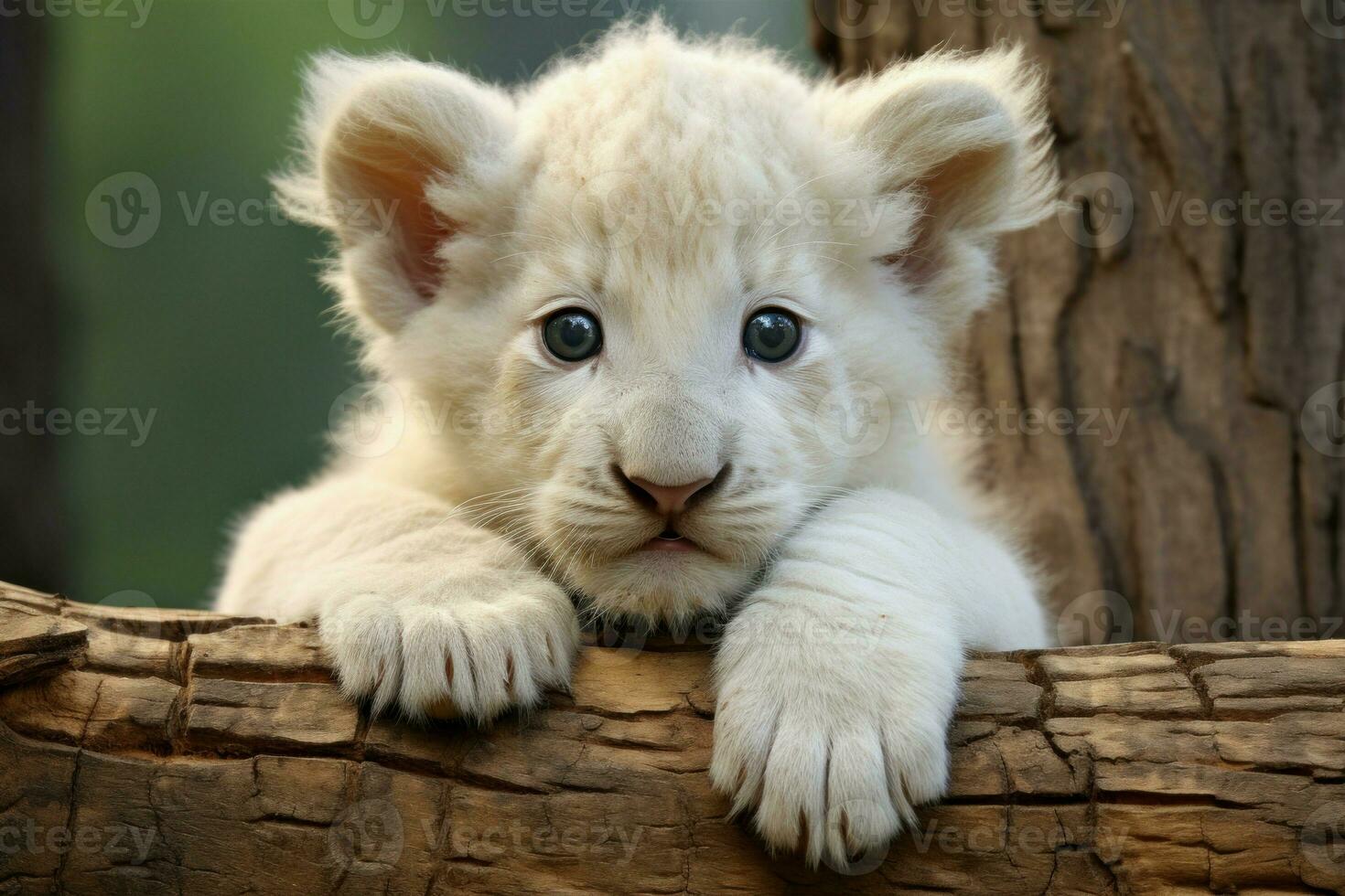 Pristine Cute white lion. Generate Ai photo