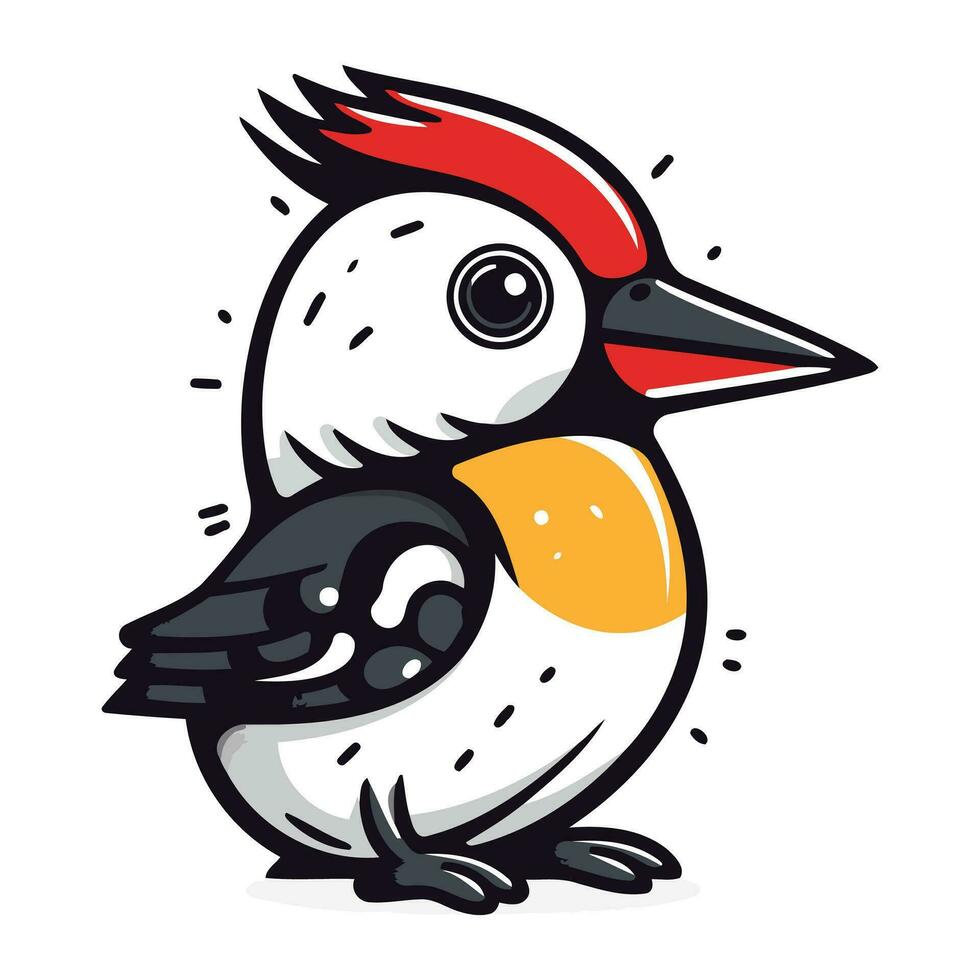 Cute woodpecker isolated on white background. Vector illustration.