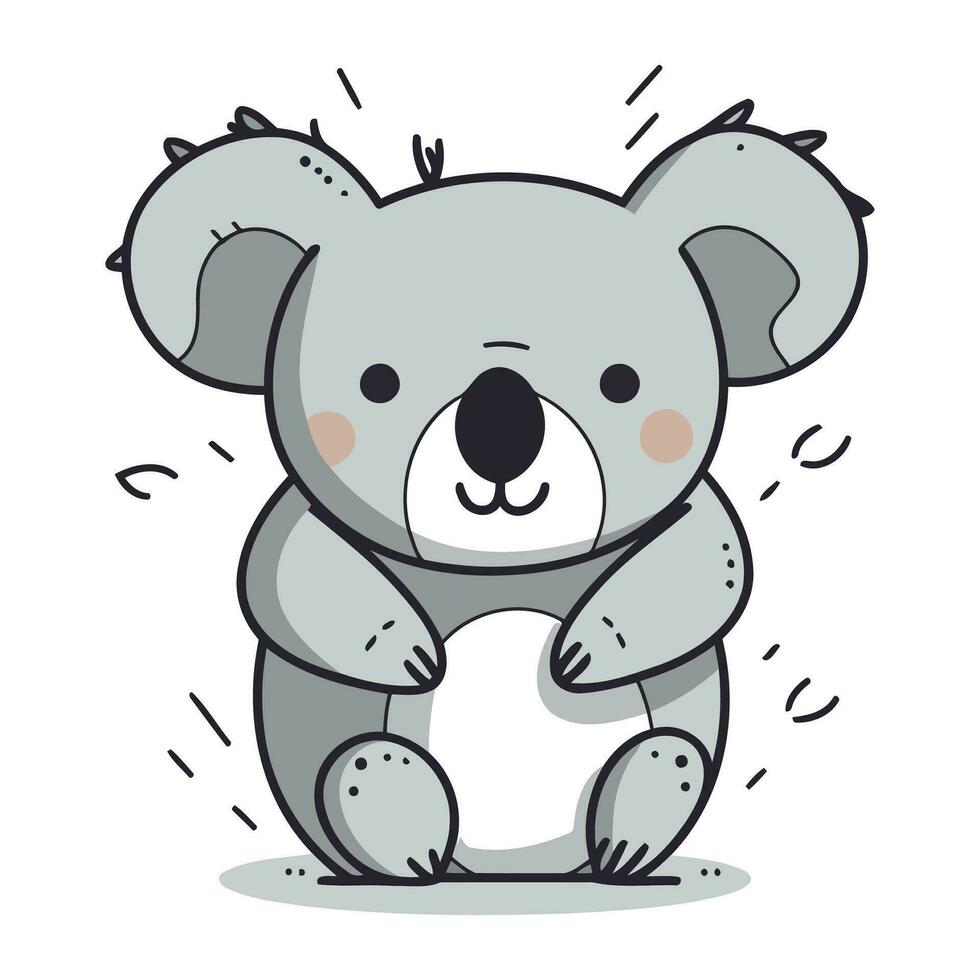 Cute koala on white background. Vector illustration in a flat style.