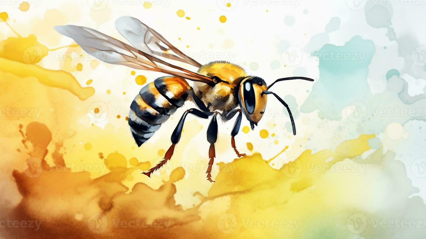 a cute little Wasp in watercolor style. Generative AI photo