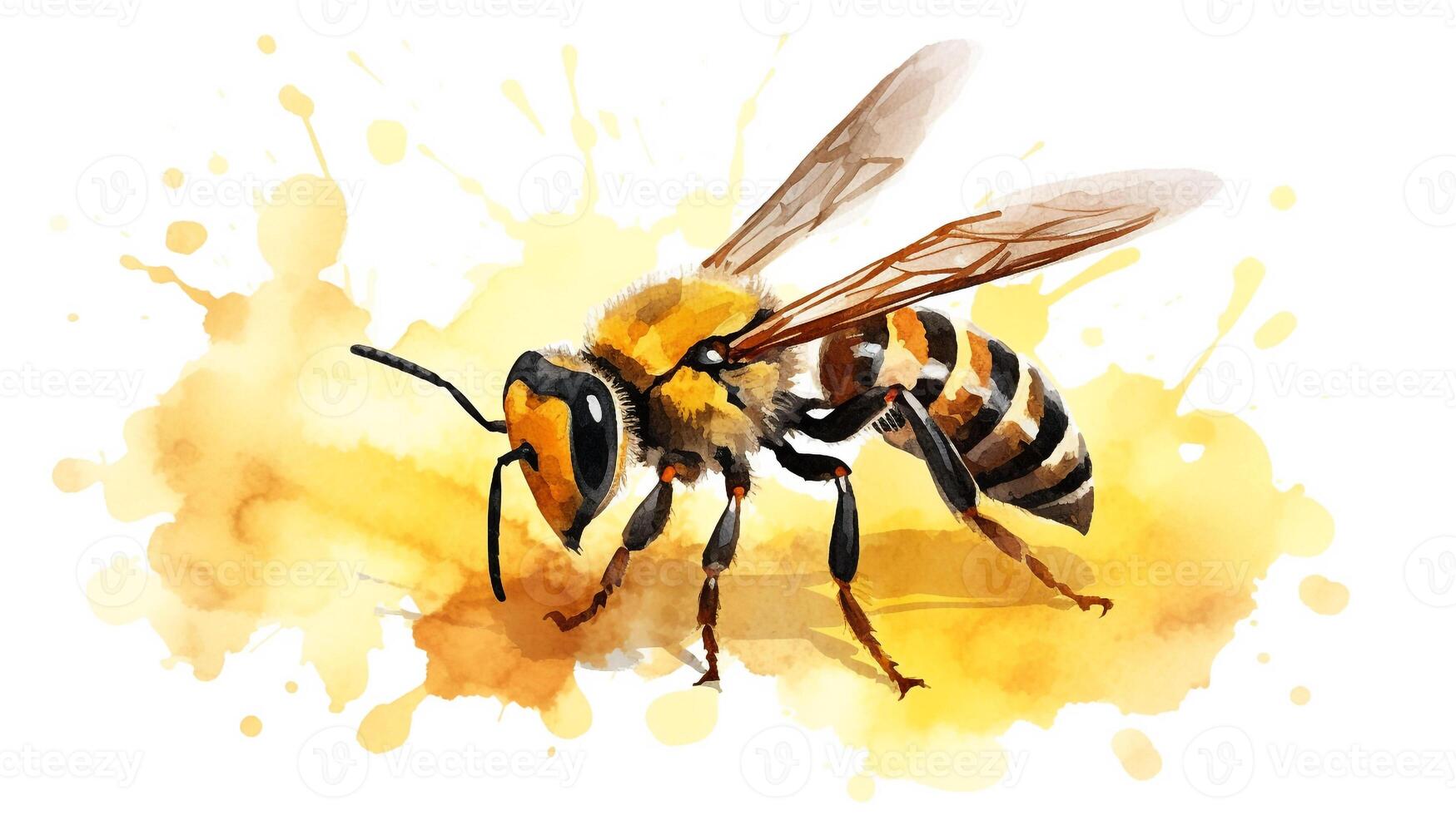 a cute little Wasp in watercolor style. Generative AI photo