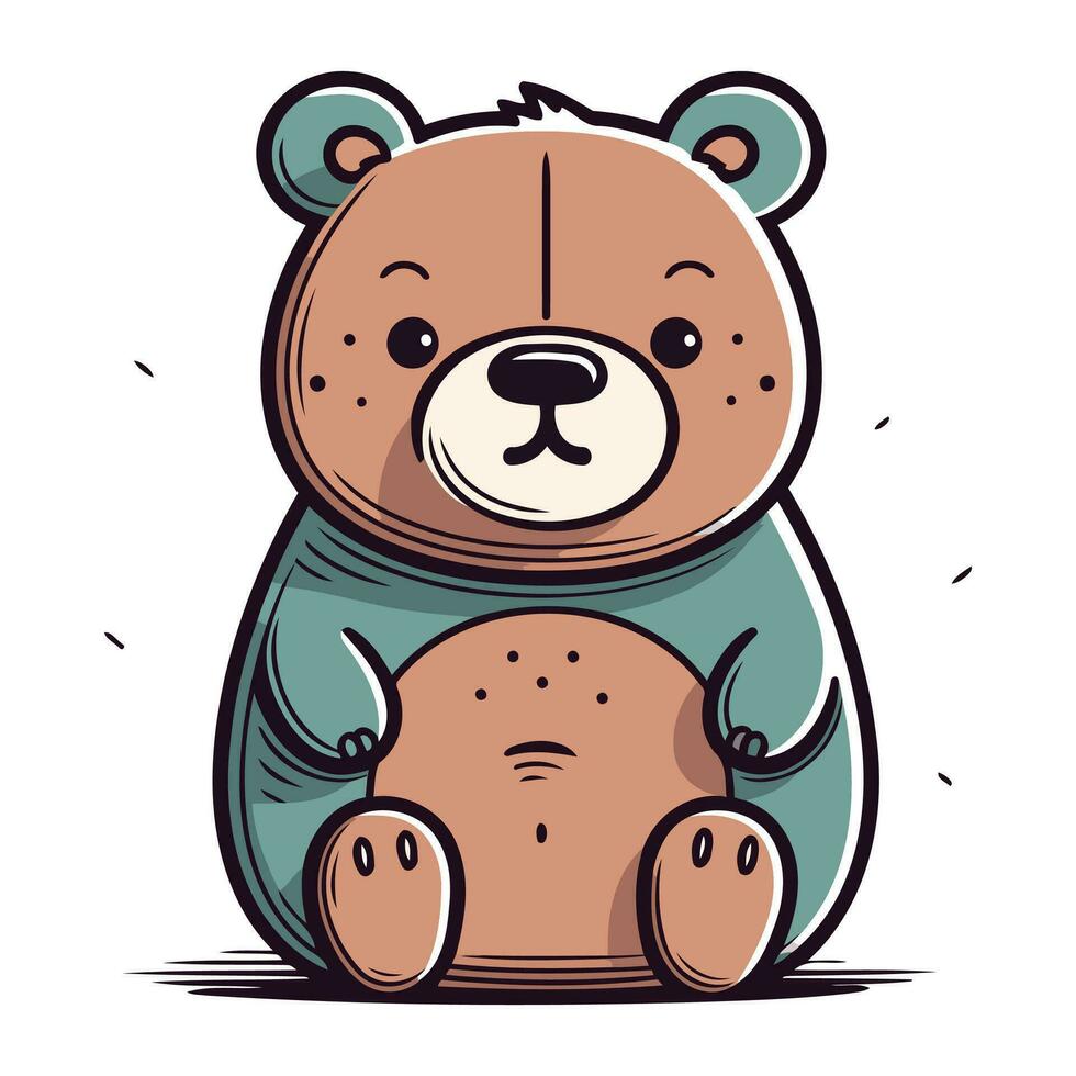 linda dibujos animados oso. vector ilustración. aislado en blanco antecedentes.