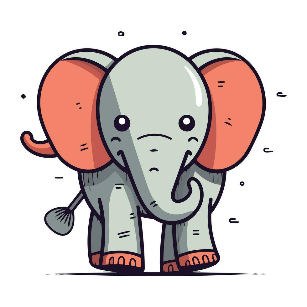 linda dibujos animados elefante. vector ilustración de un linda elefante en blanco antecedentes.