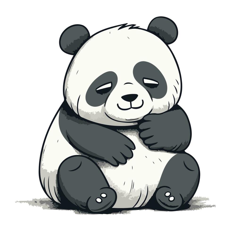 Panda bear cartoon. Vector illustration of cute panda bear.