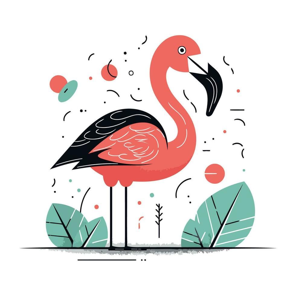 flamenco. vector ilustración en plano estilo. exótico pájaro.