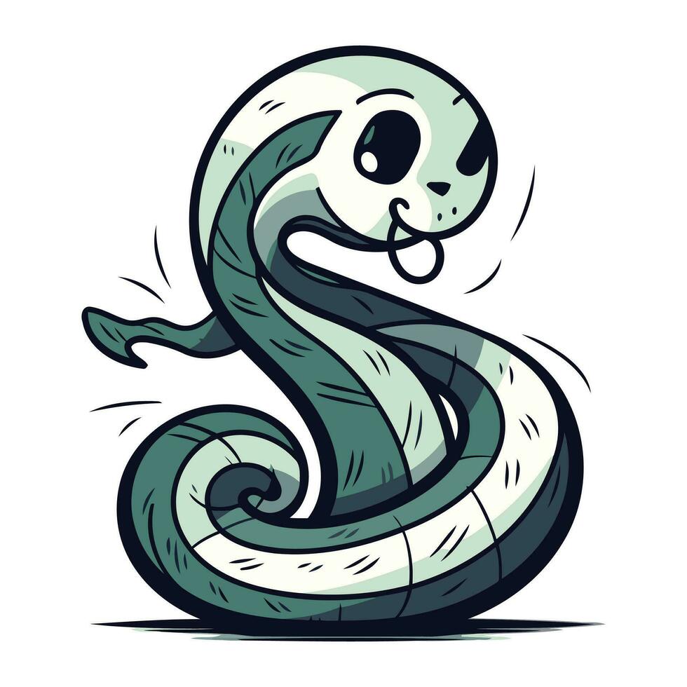 Cartoon snake. Vector illustration. Isolated on white background.