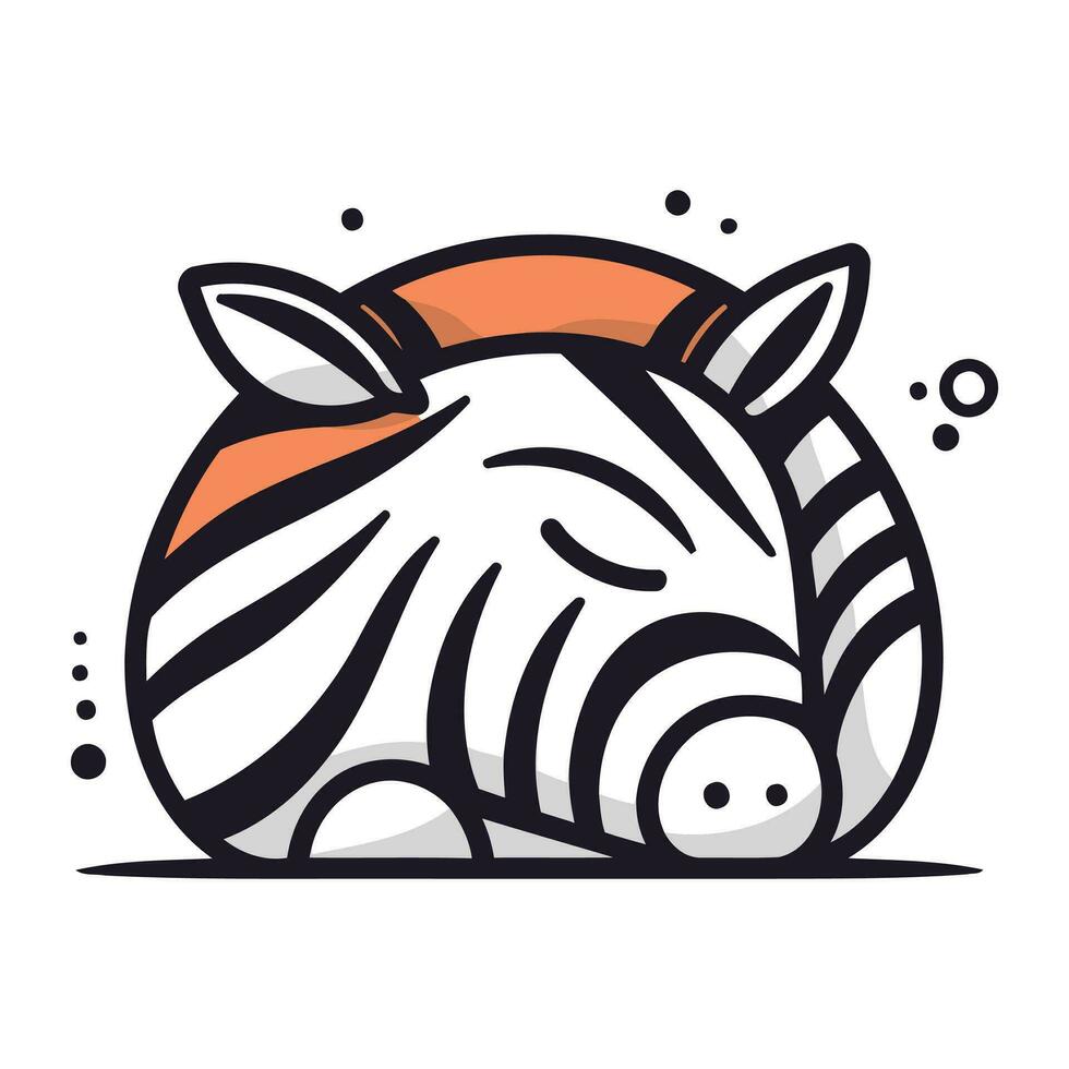 Zebra icon. Vector illustration of a cute zebra in cartoon style.