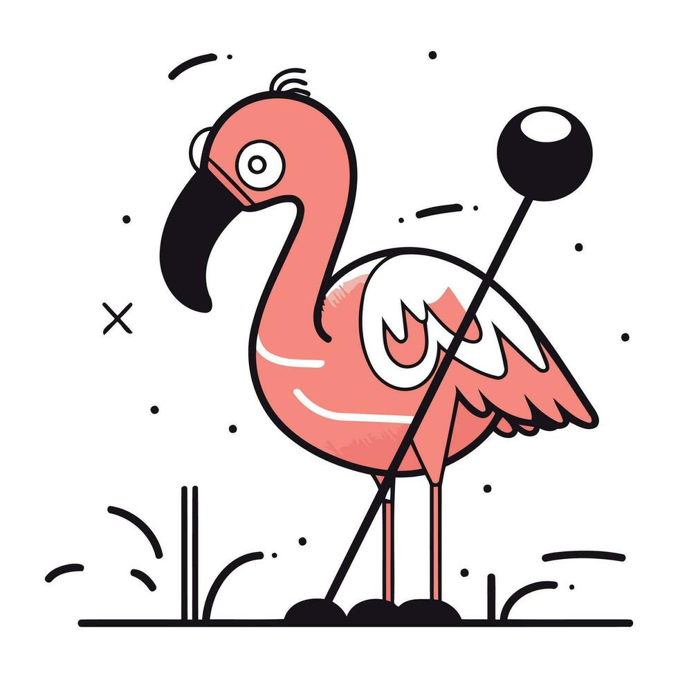 Flamingo. Vector illustration in flat style. Isolated on white background.