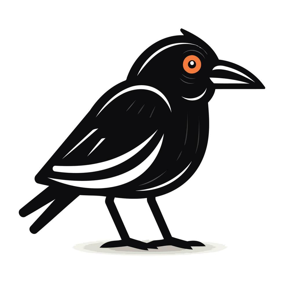 Crow on a white background. Vector illustration in a flat style.