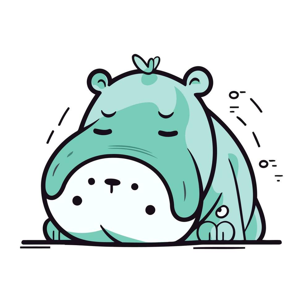 Cute hippopotamus character. Vector illustration in cartoon style.