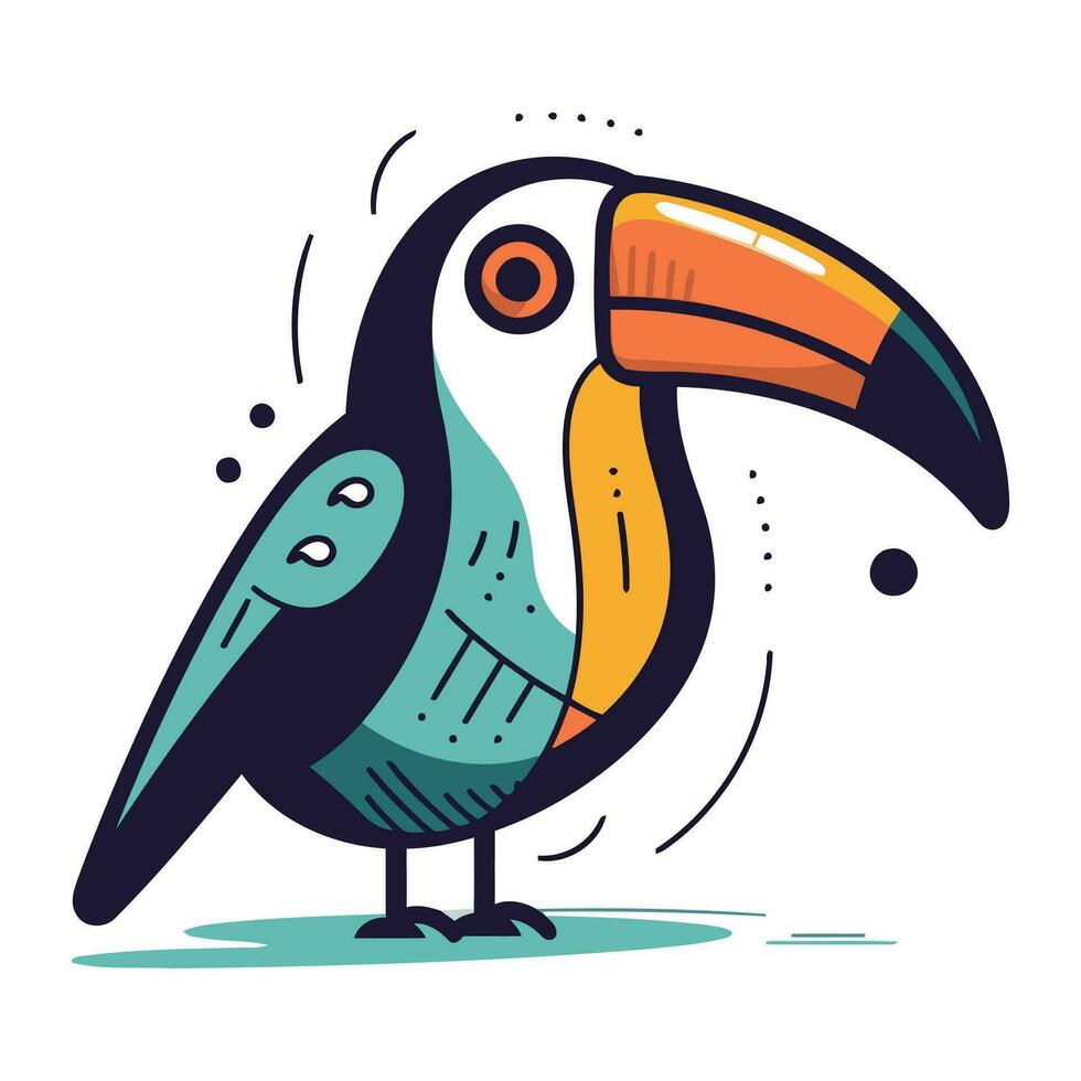 Toucan vector illustration in cartoon style. Isolated on white background.