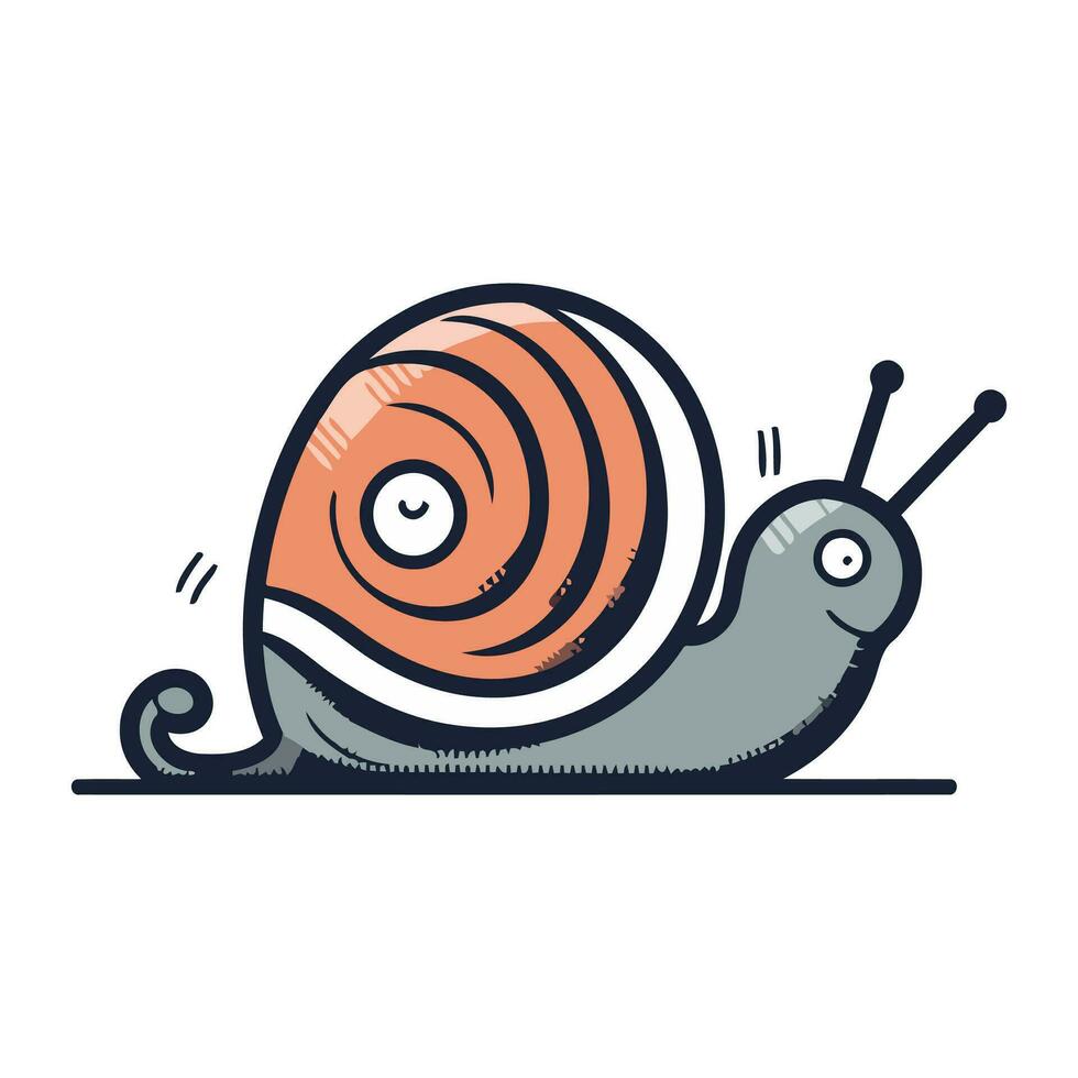 Snail doodle icon on white background. Vector illustration.