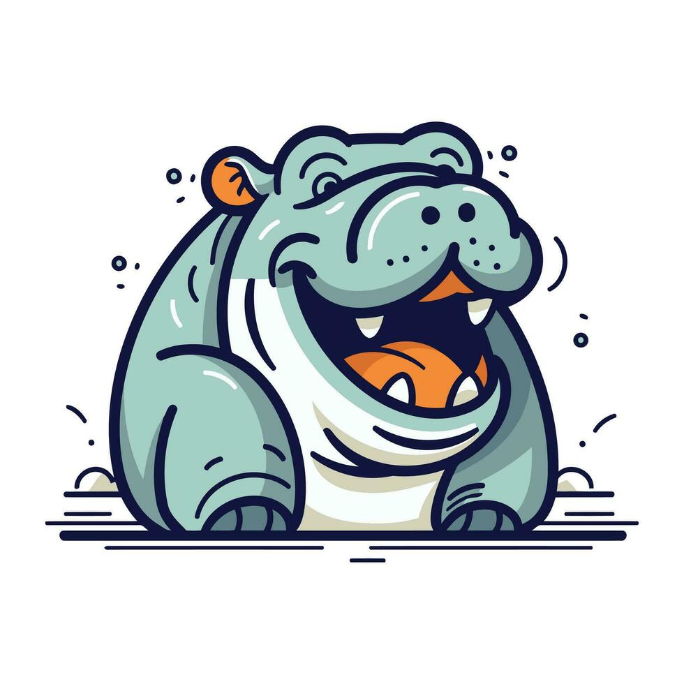 Cartoon hippo. Vector illustration of a hippopotamus.