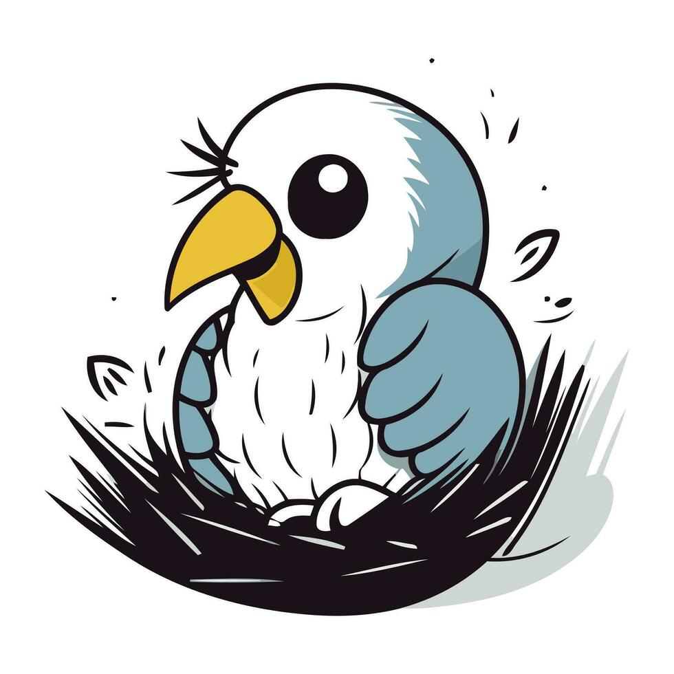 ilustración de un pájaro en un nido aislado en un blanco antecedentes vector