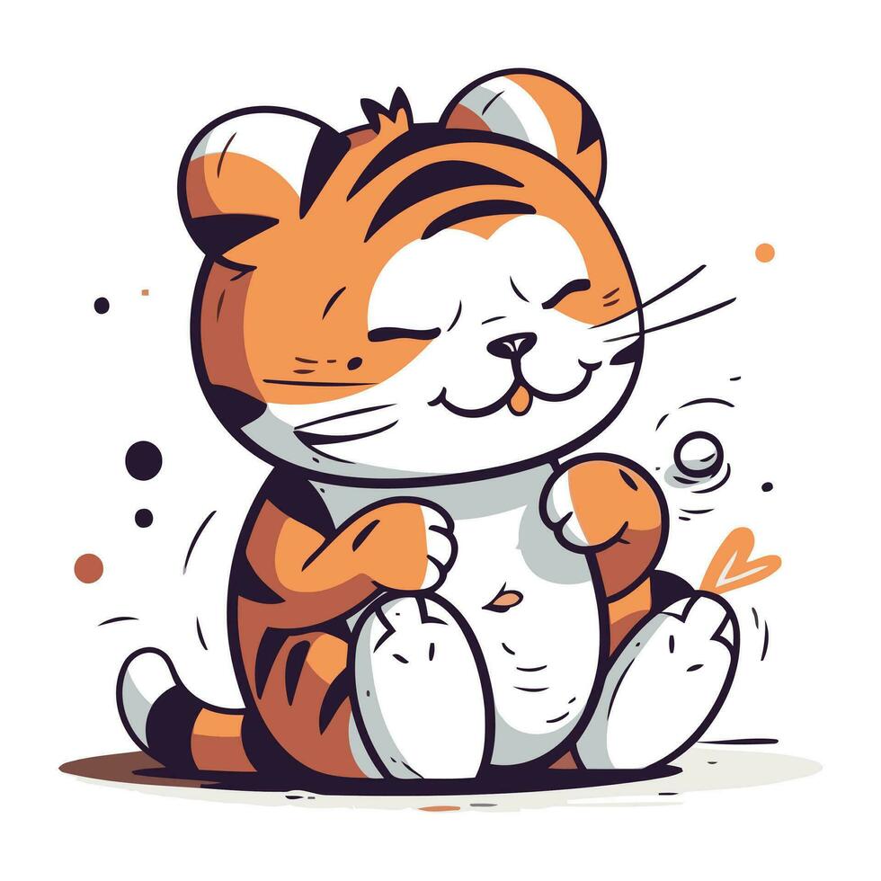 Cute cartoon tiger. Vector illustration isolated on a white background.