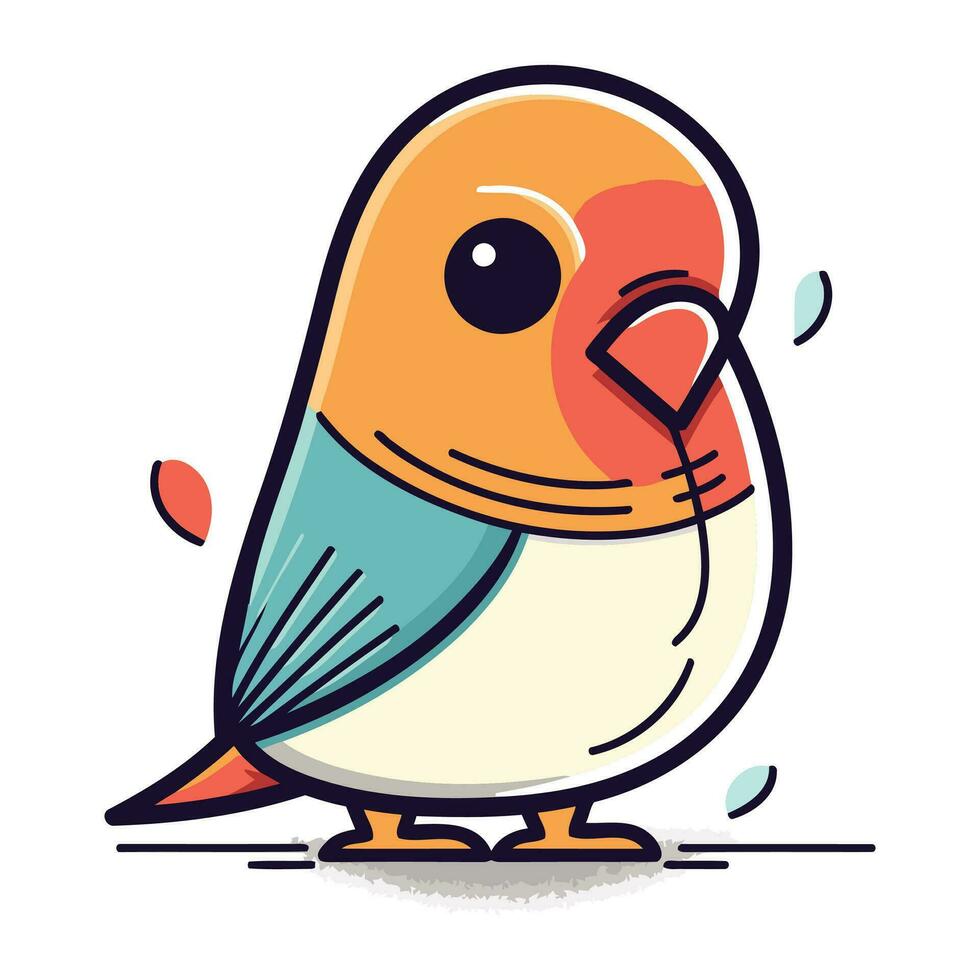 Vector illustration of a cute little bird. Cute cartoon character.