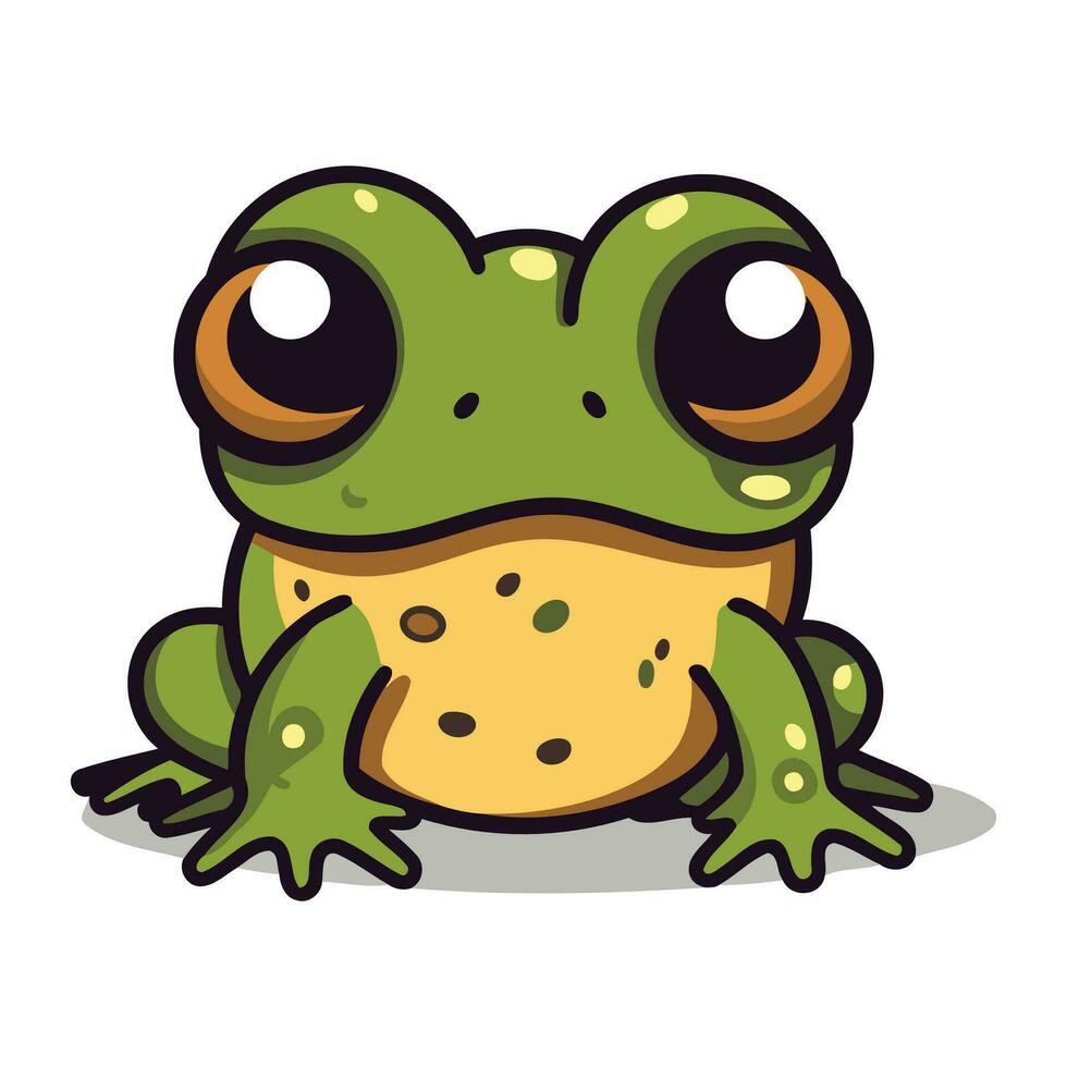 Cute cartoon frog. Vector illustration isolated on a white background.