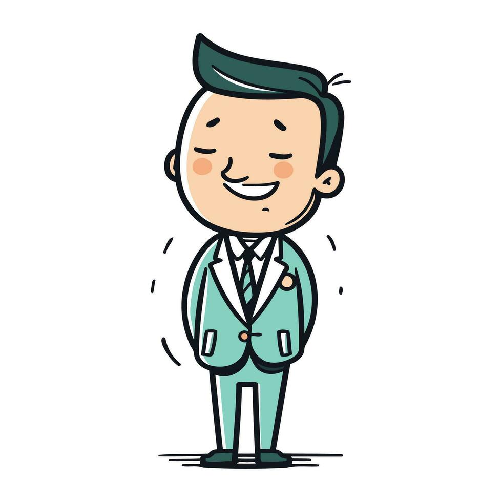 Smiling Businessman Wearing Suit   Vector Cartoon Character Illustration