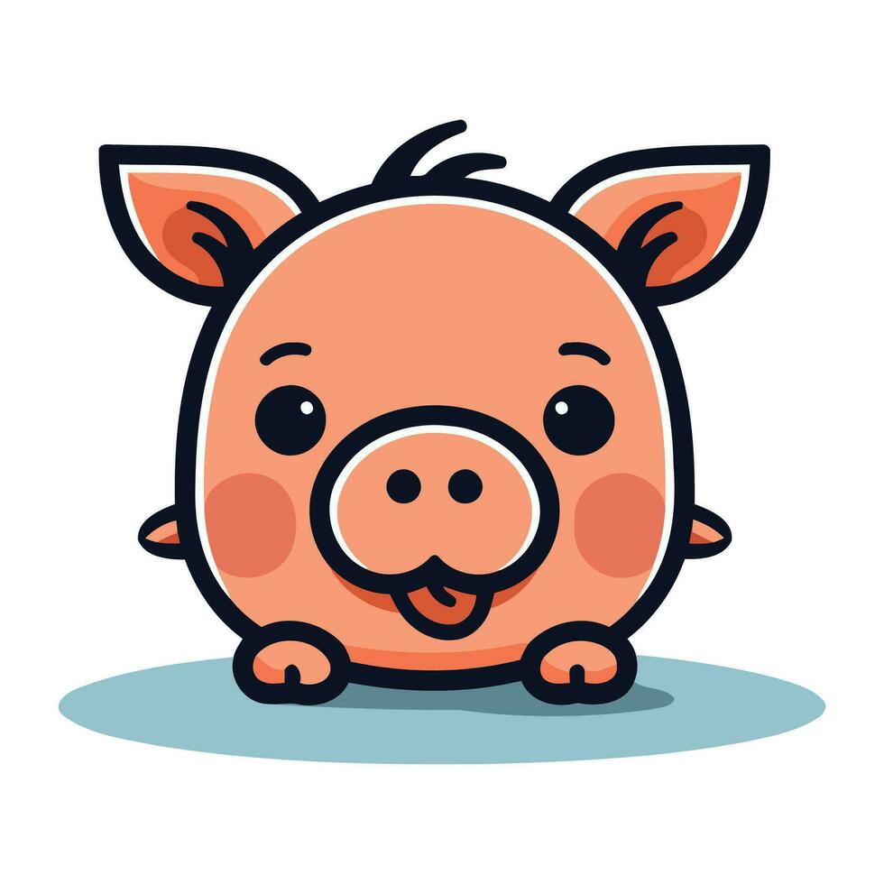 Cute pig cartoon vector illustration. Cute pig character design.