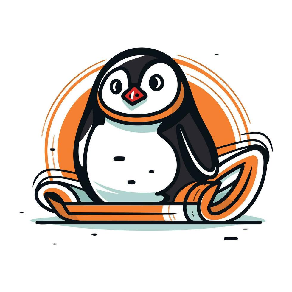 Penguin vector illustration. Cute cartoon penguin character.