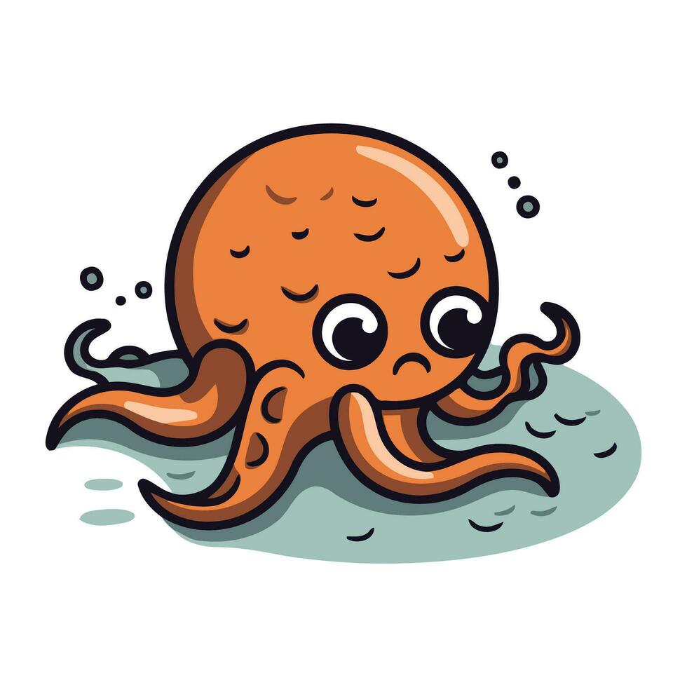 Cartoon octopus. Vector illustration of a cute octopus.