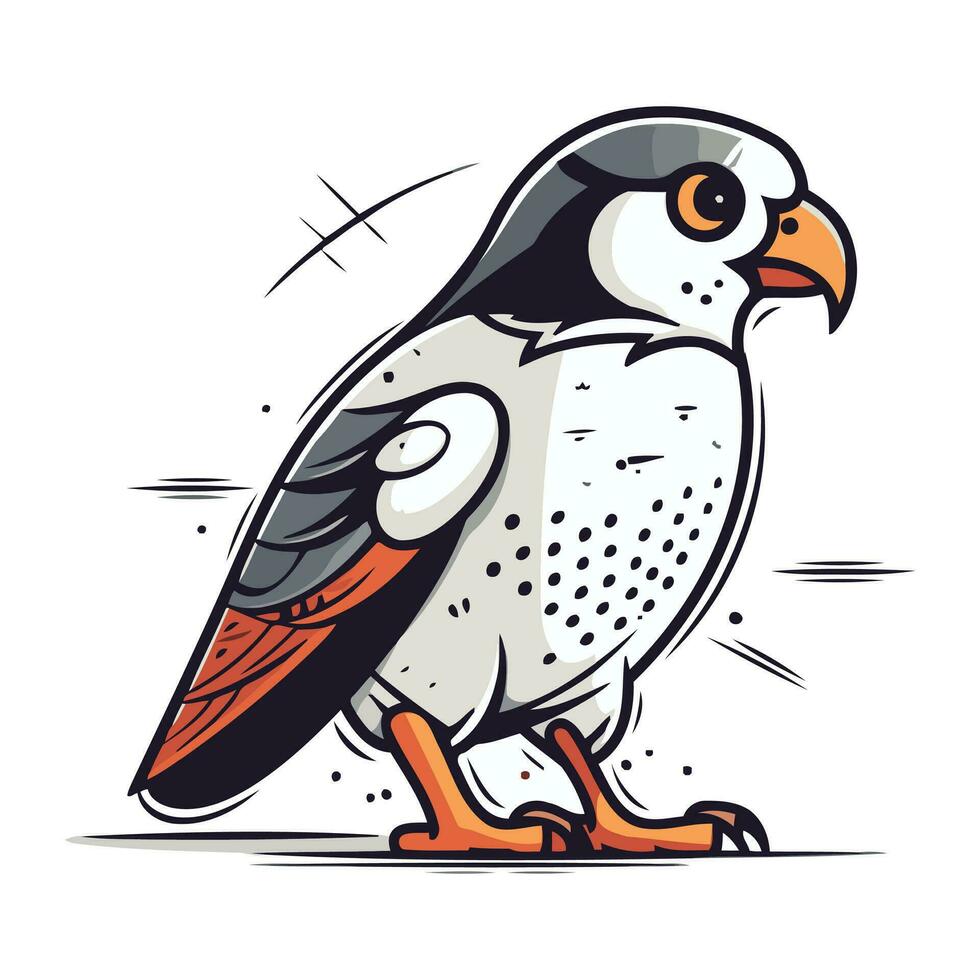 Peregrine falcon isolated on white background. Vector illustration.