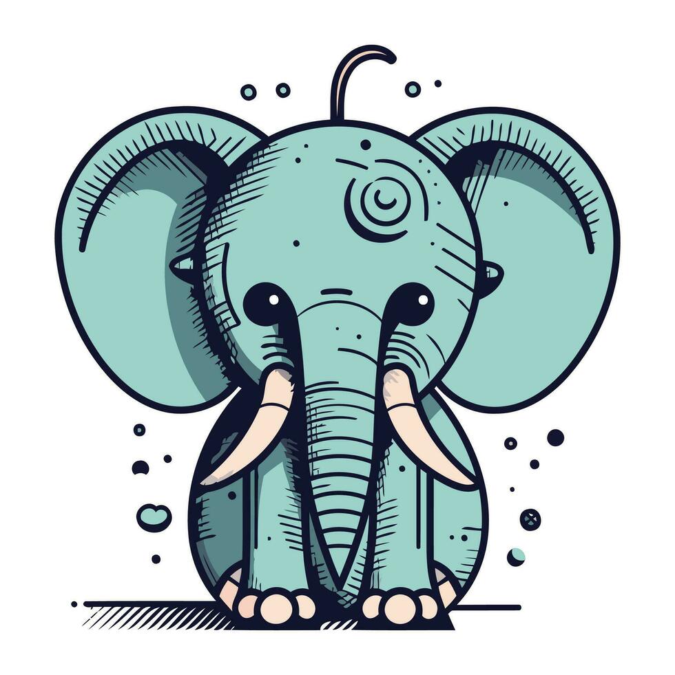 Cute cartoon elephant isolated on a white background. Vector illustration.