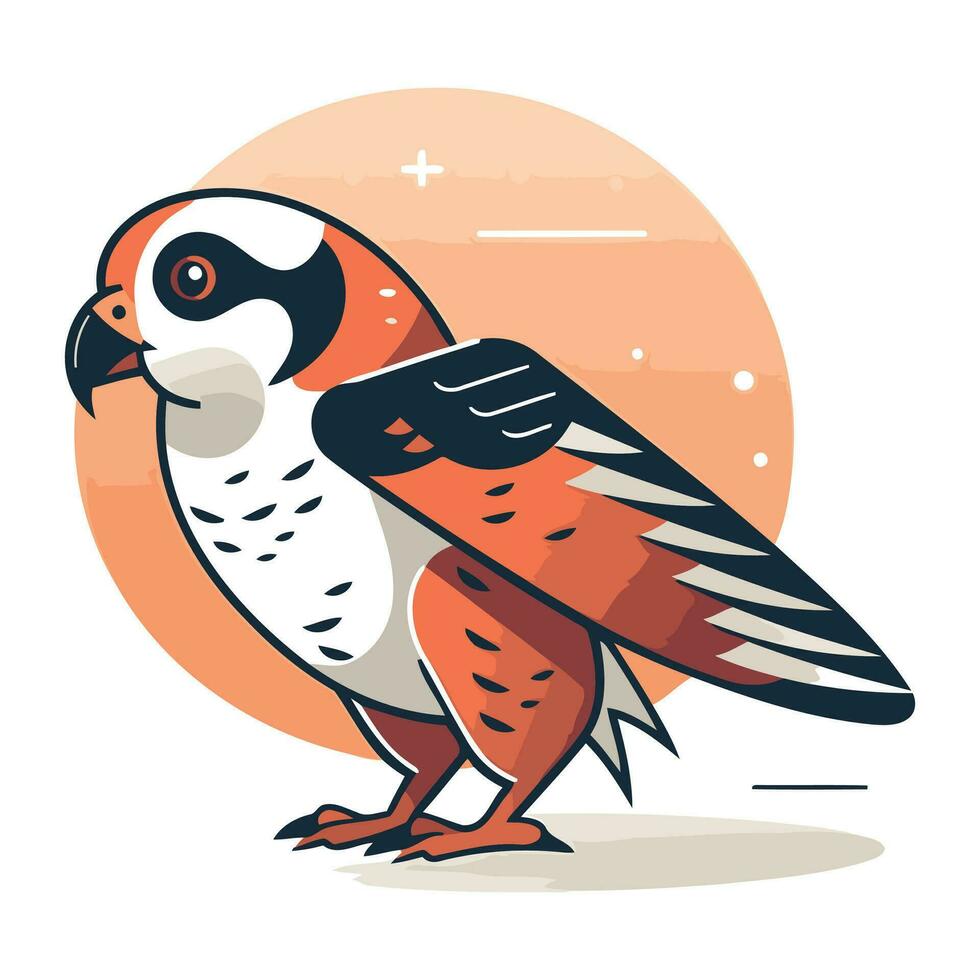 Red winged falcon. Vector illustration in flat style.