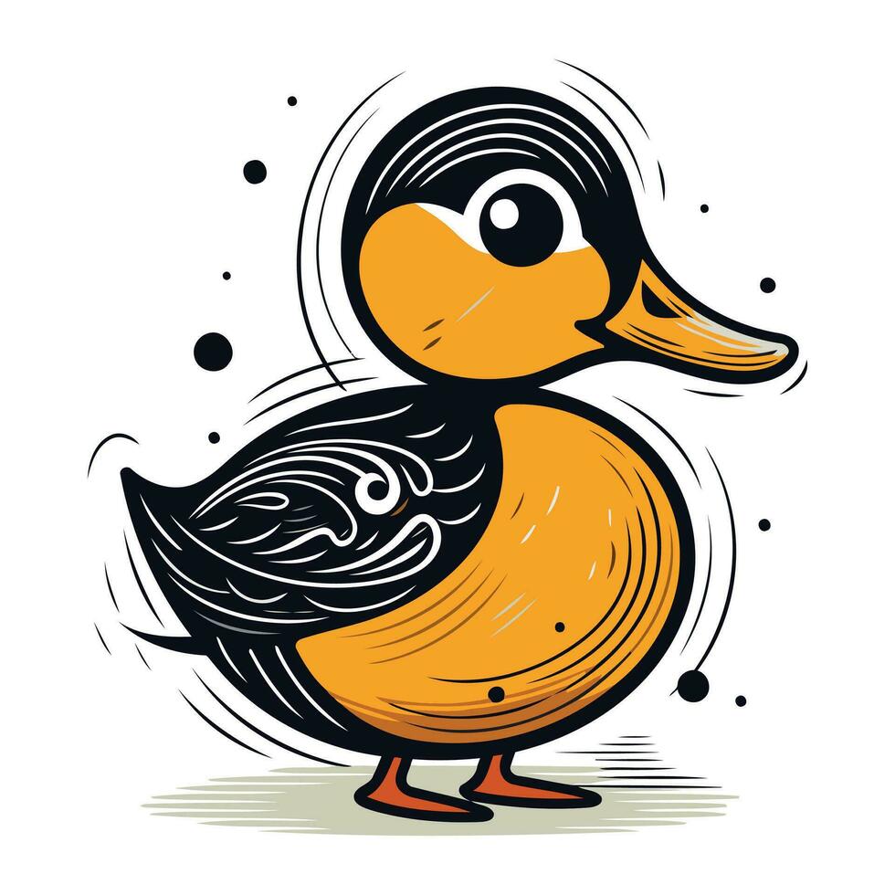 Duck. Vector illustration. Isolated on a white background.