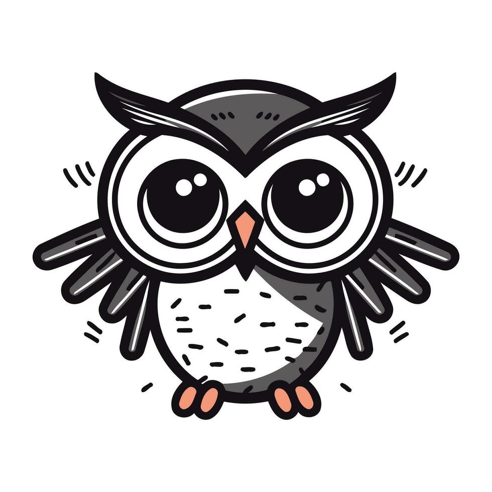 Cute cartoon owl. Vector illustration isolated on a white background.