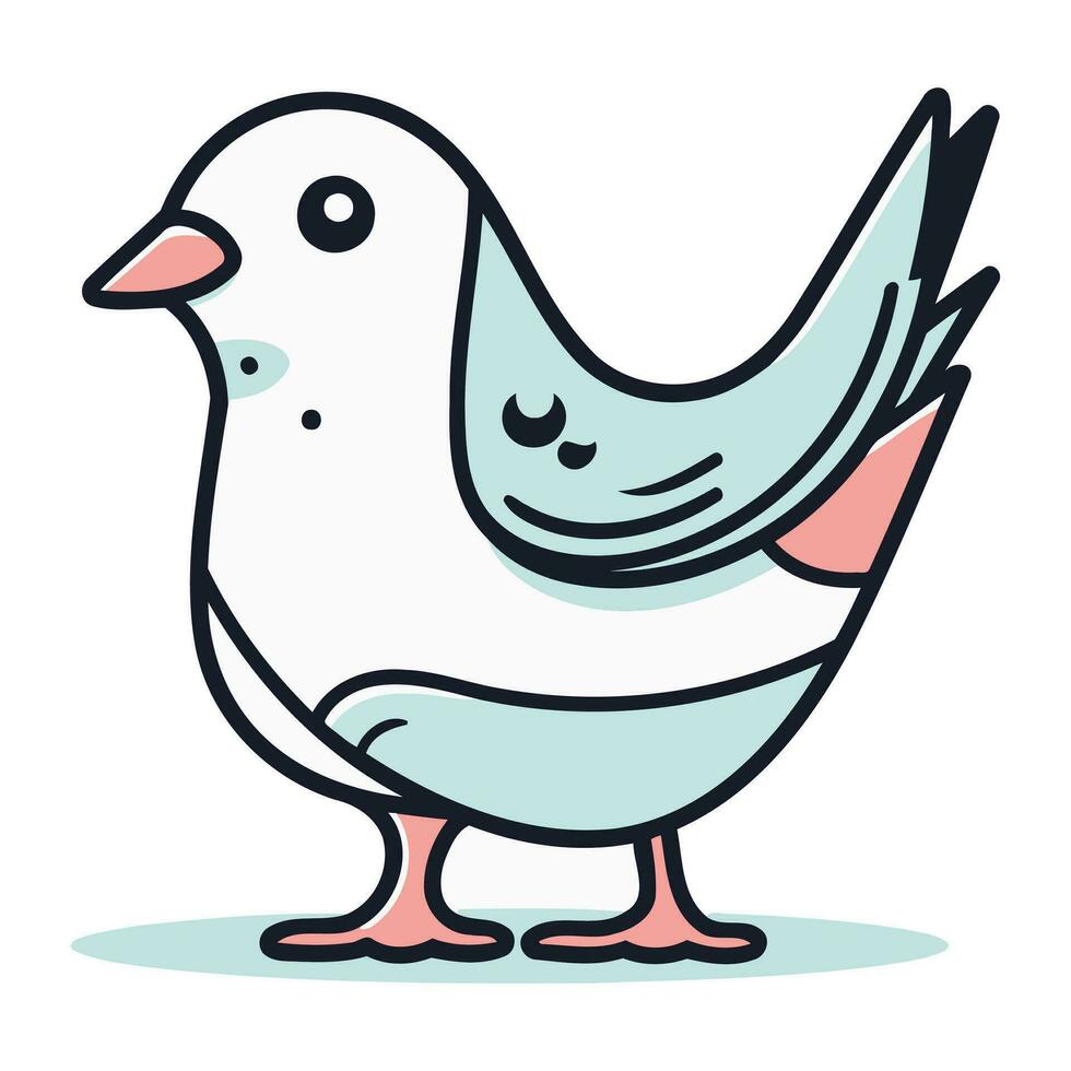 Pigeon. Cute doodle bird. Vector illustration