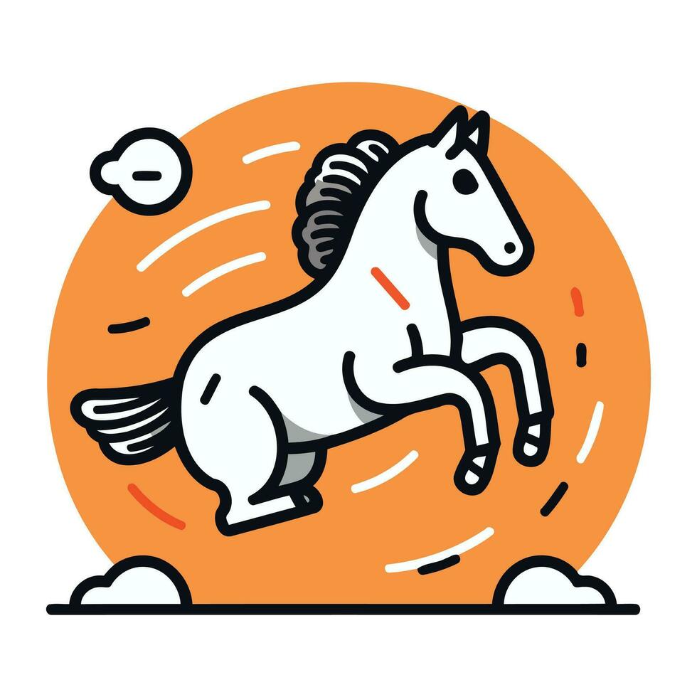 Horse flat line icon. Vector illustration of horse on white background.