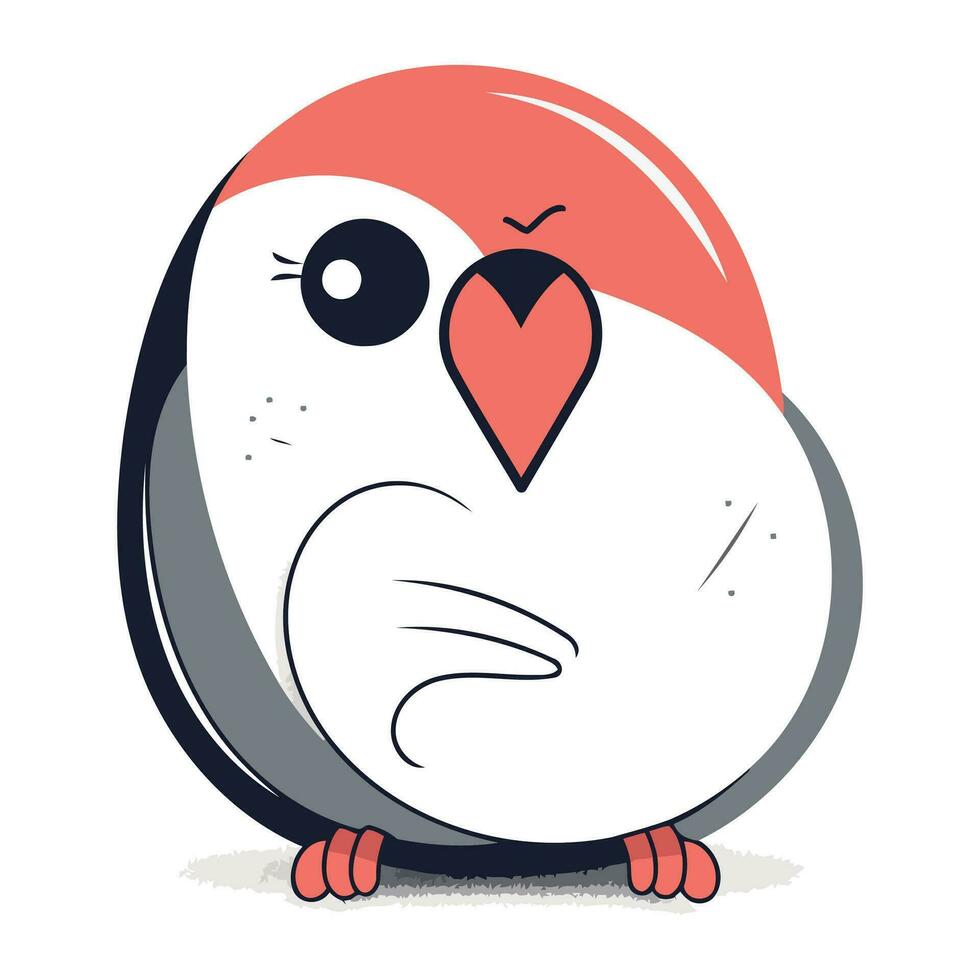 linda pingüino con corazón en su cabeza. vector ilustración.