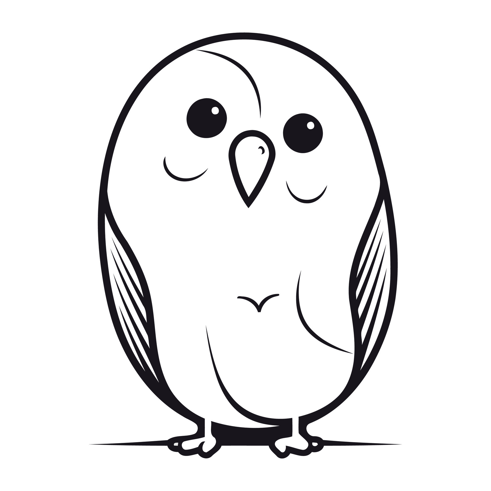 Black and white vector illustration of a cute cartoon owl isolated on