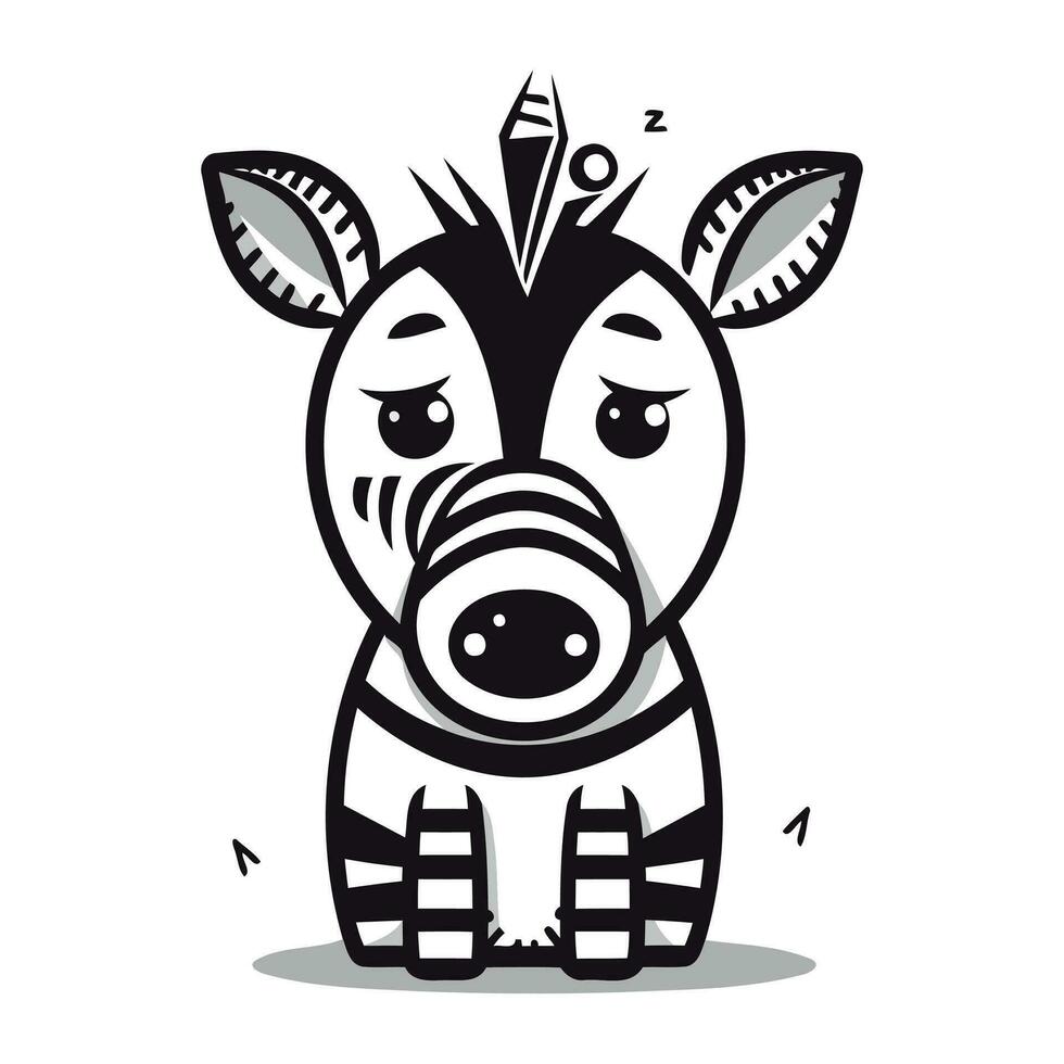 Zebra vector illustration. Cute cartoon zebra isolated on white background.