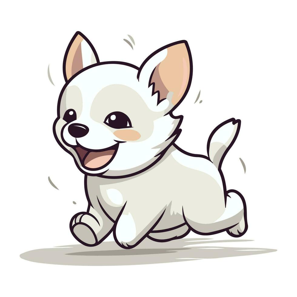 Cute little chihuahua puppy running. Vector illustration.