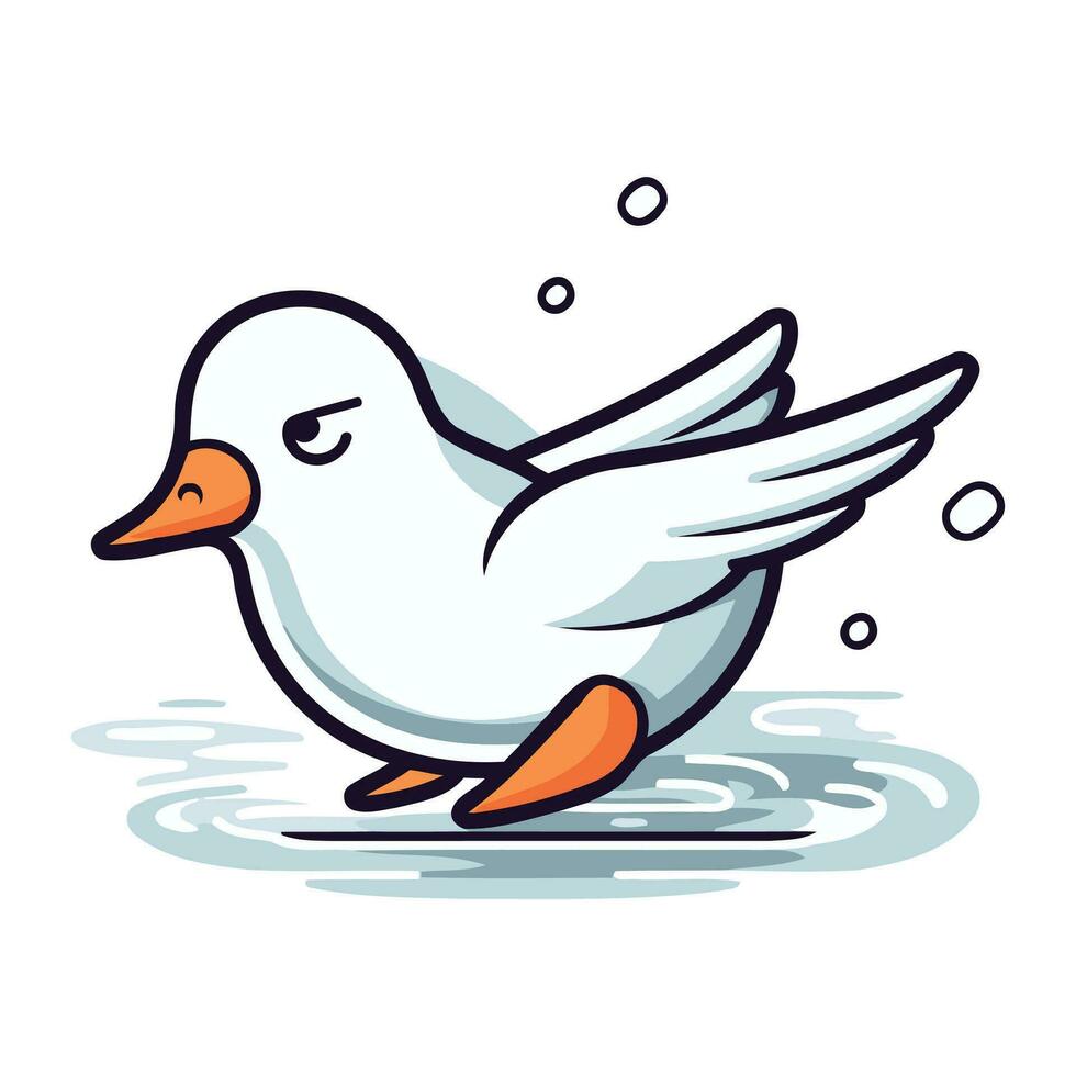 Duck swimming in the water. Vector illustration of a cute cartoon bird.