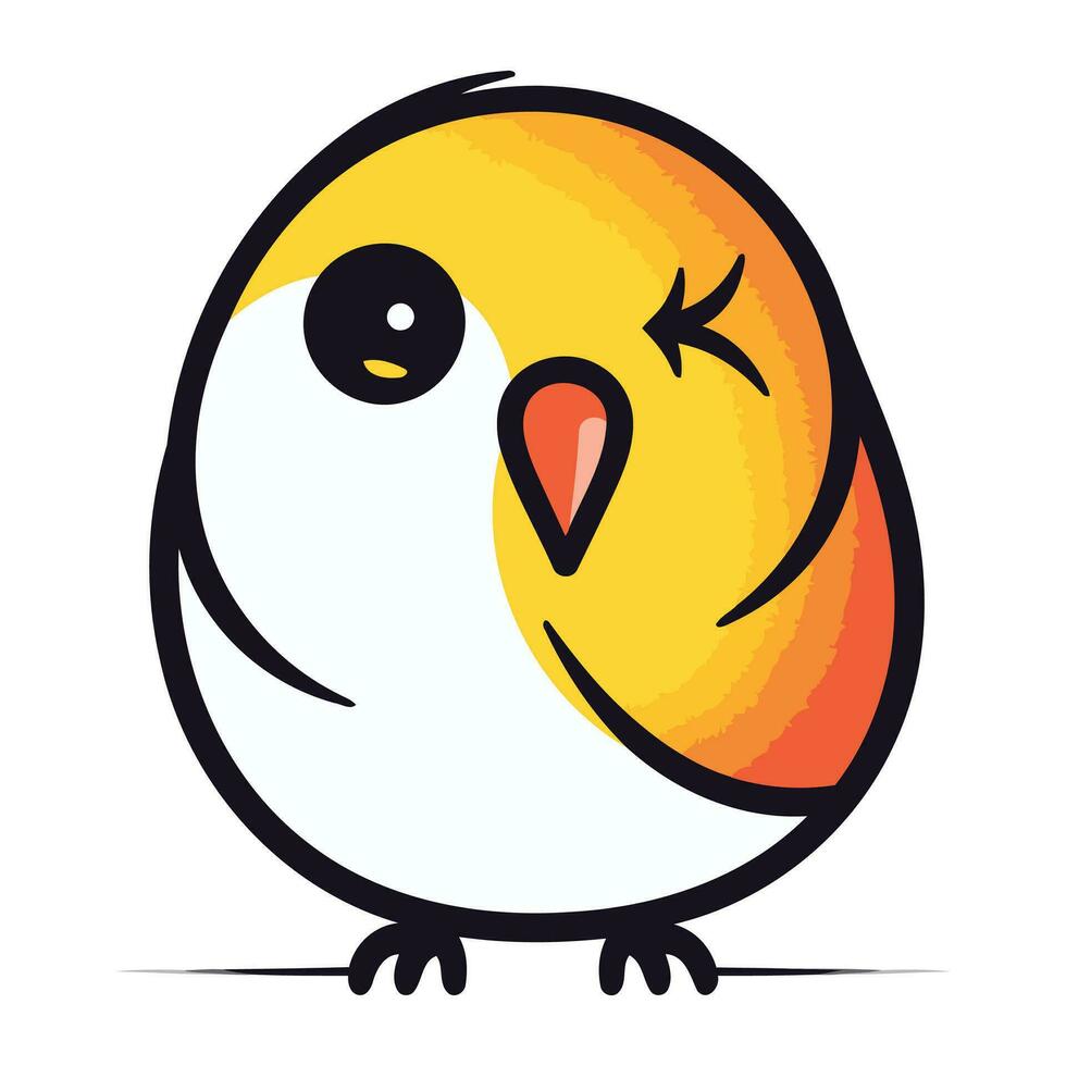 Cute cartoon little bird isolated on white background. Vector illustration.