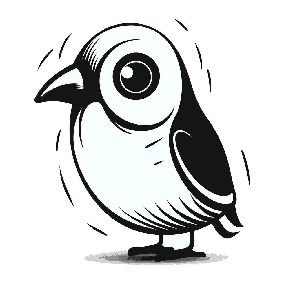 illustration of a black and white bird on a white background. vector