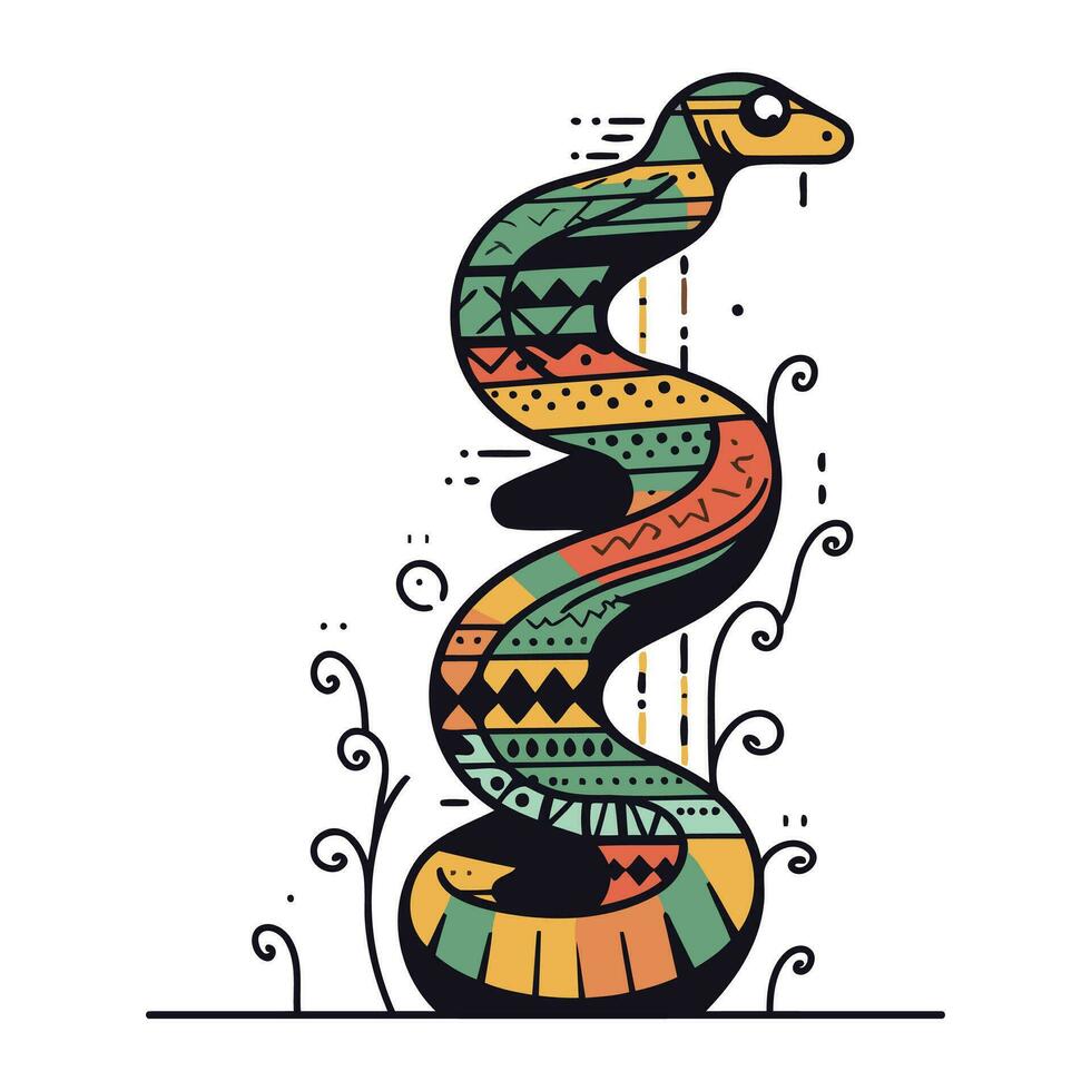 Cute snake in tribal style. Vector illustration for your design.